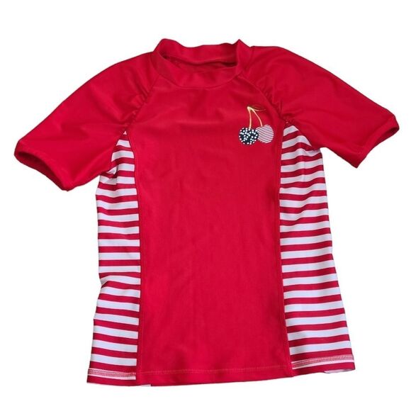 Cat & Jack Other - Cat & Jack Girls Cherry USA Short Sleeve Rash Guard Swim Shirt Red Sz M (7/8)